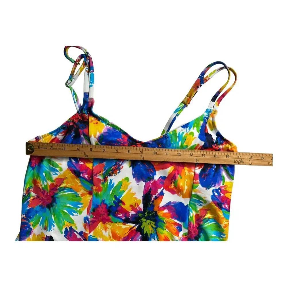 Swim‎ Solutions Women's Triple Tier Printed Tankini Top Swimwear Multi Size 16 - Picture 10 of 14